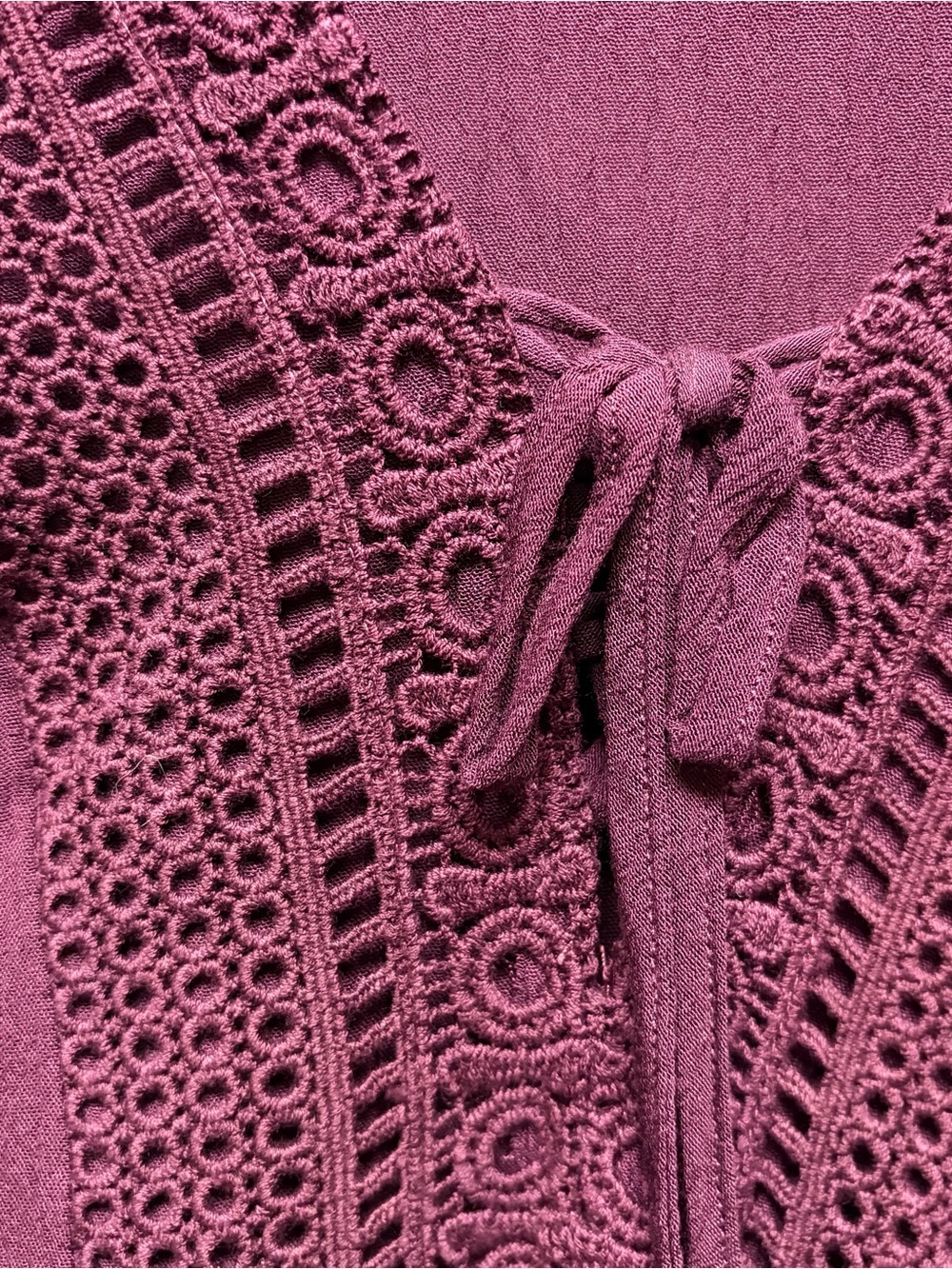 Torrid Plum Crochet-Trim Tassel Peasant Blouse size 3xl - Picture 4 of 7